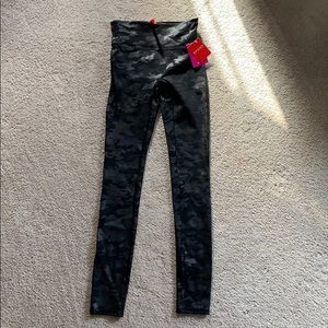 Spanx shaping leggings faux leather camo print